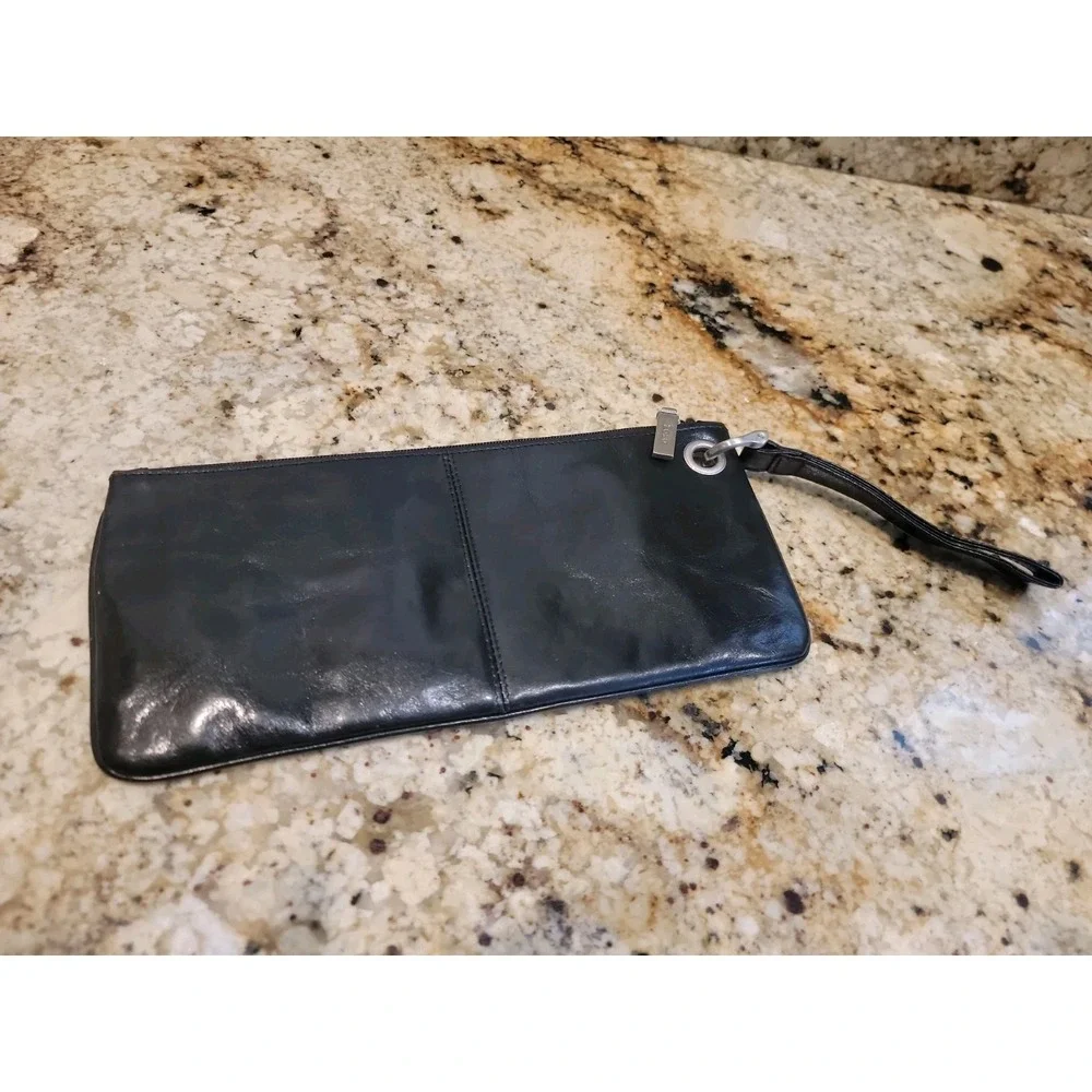 HOBO BAGS Vida clutch wristlet bag Black leather.  11